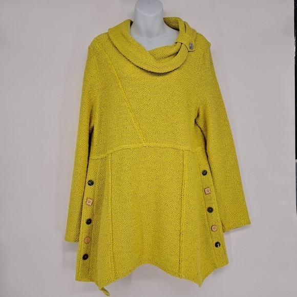 Soft‎ Surroundings Chunky Knit Cowl Statement Buttons Tunic Top Size Large - Picture 1 of 10